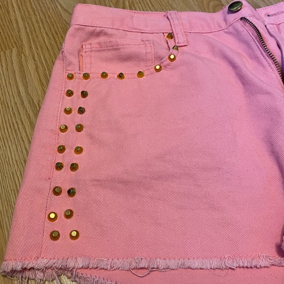 Forever21 Gold Studded Pink Shorts - Picture 2 of 8
